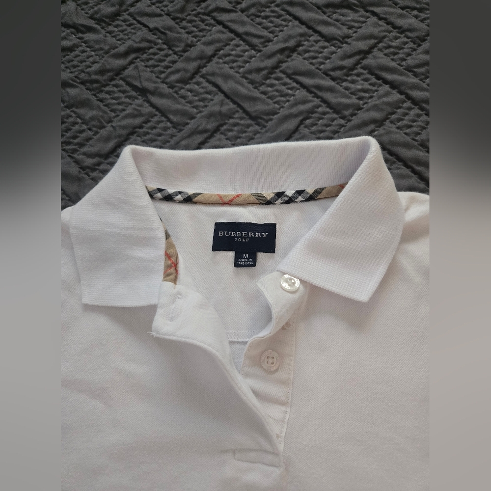 Burberry Golf Women's Size S/M Sleeveless Polo Shirt White Logo